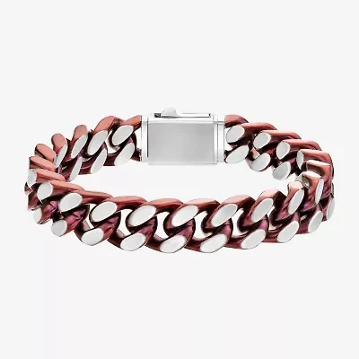 Mens Stainless Steel Solid Curb Chain Bracelet