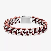 Mens Stainless Steel Solid Curb Chain Bracelet
