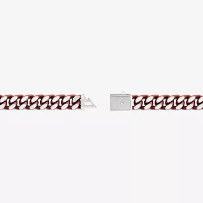 Mens Stainless Steel Solid Curb Chain Bracelet