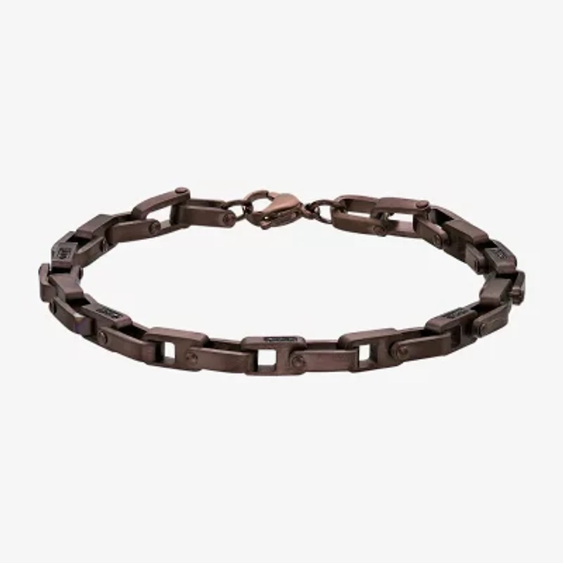 Mens Stainless Steel 8 1/2 Inch Solid Link Chain Bracelet