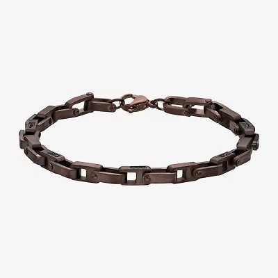 Mens Stainless Steel 8 1/2 Inch Solid Link Chain Bracelet
