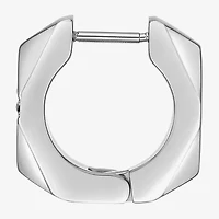 Mens Cubic Zirconia Stainless Steel 14mm Hoop Earrings