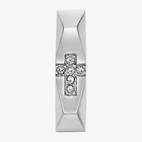 Mens Cubic Zirconia Stainless Steel 14mm Hoop Earrings