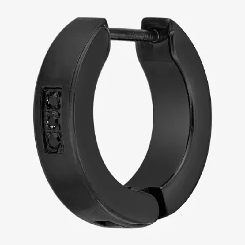 Mens Cubic Zirconia Stainless Steel 14mm Single Earring