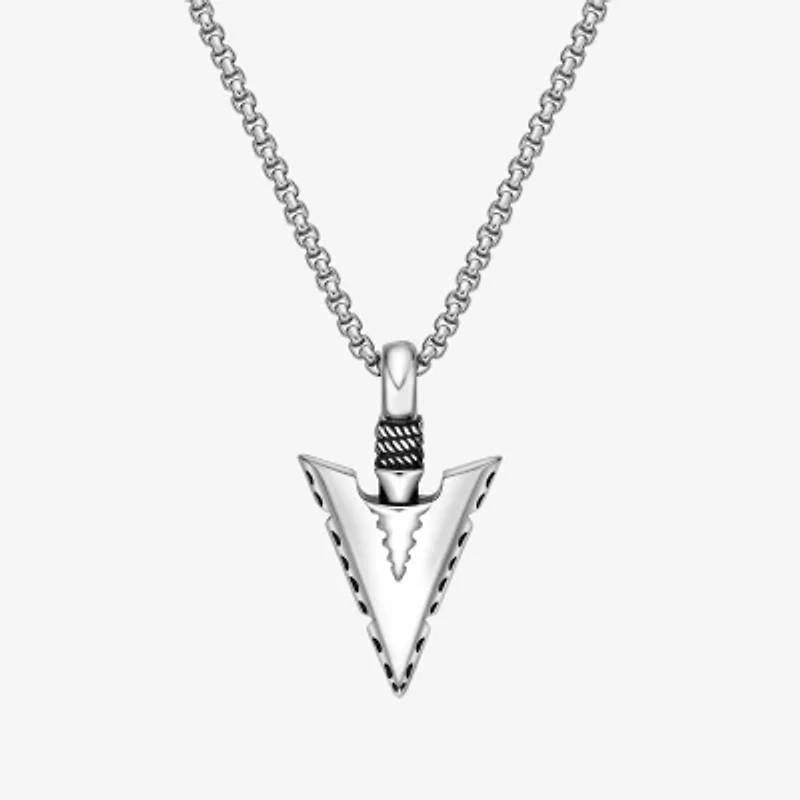 Mens Stainless Steel 24 Inch Pendant Necklace