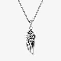 Mens Stainless Steel Wing 24 Inch Pendant Necklace