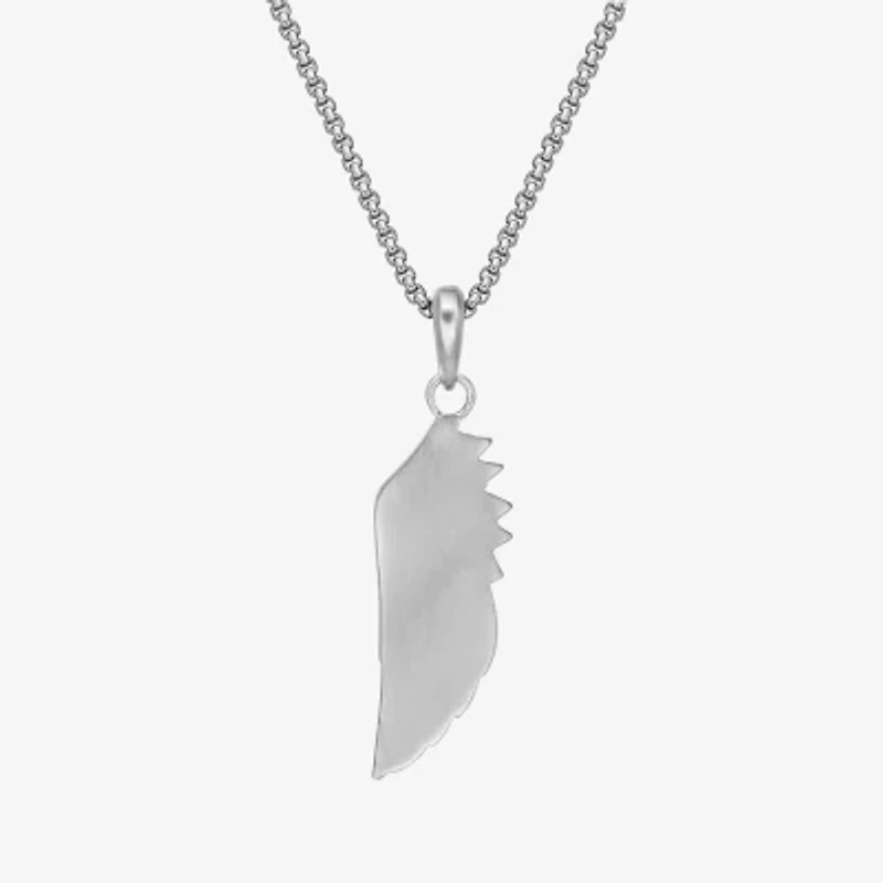 Mens Stainless Steel Wing 24 Inch Pendant Necklace