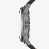 Relic By Fossil Rutherford Mens Multi-Function Black Leather Strap Watch Zr15976