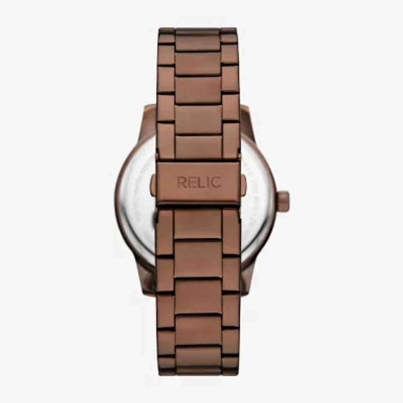 Relic By Fossil Rutherford Mens Multi-Function Brown Stainless Steel Bracelet Watch Zr15978