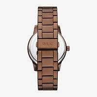 Relic By Fossil Rutherford Mens Multi-Function Brown Stainless Steel Bracelet Watch Zr15978