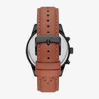 Relic By Fossil Mahoney Mens Multi-Function Brown Leather Strap Watch Zr15983