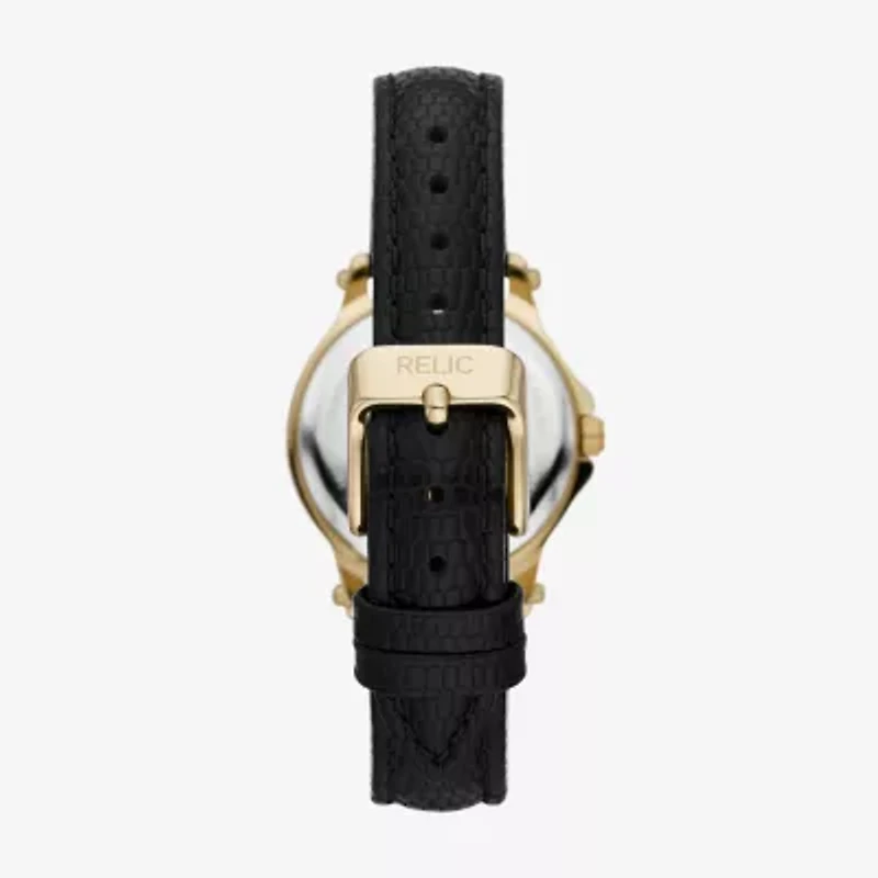 Relic By Fossil Matilda Womens Black Leather Strap Watch Zr34630
