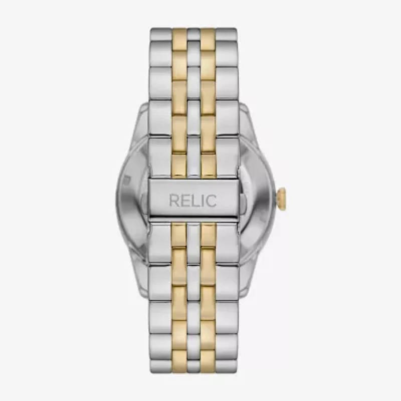 Relic By Fossil Blaine Mens Automatic Two Tone Bracelet Watch Zr77330