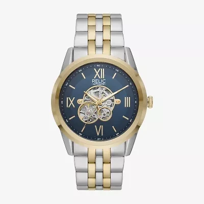 Relic By Fossil Blaine Mens Automatic Two Tone Bracelet Watch Zr77330