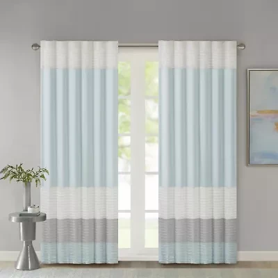 Madison Park Eastridge Polyoni 50"W X 84"L Pintuck-Striped Rod Pocket Back Tab Energy Saving Light-Filtering Single Curtain Panel