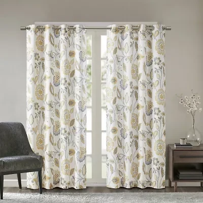 Madison Park Laurel Floral Grommet Top Energy Saving Light-Filtering Single Curtain Panel