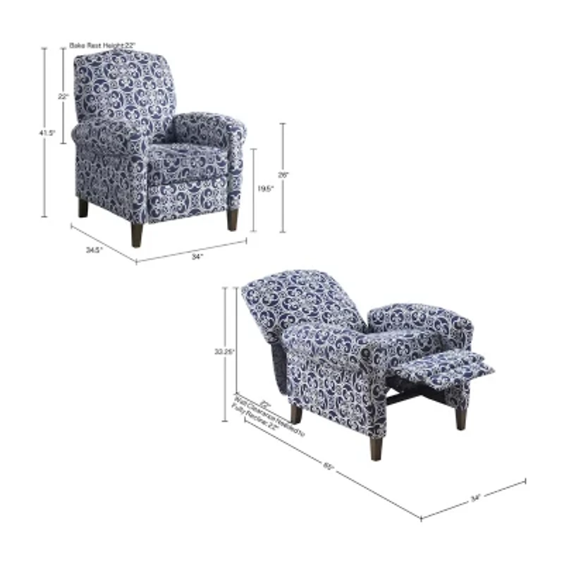 Madison Park Oscar Living Room Collection Roll-Arm Recliner