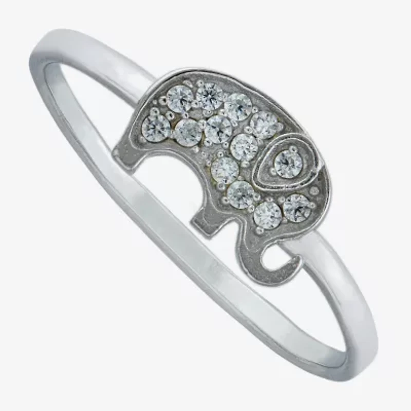 Silver Treasures Womens Cubic Zirconia Sterling Silver Band