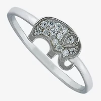Silver Treasures Womens Cubic Zirconia Sterling Silver Band