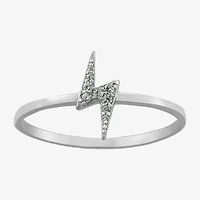 Silver Treasures Womens Cubic Zirconia Sterling Silver LIghtning Bolt Band