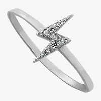 Silver Treasures Womens Cubic Zirconia Sterling Silver LIghtning Bolt Band