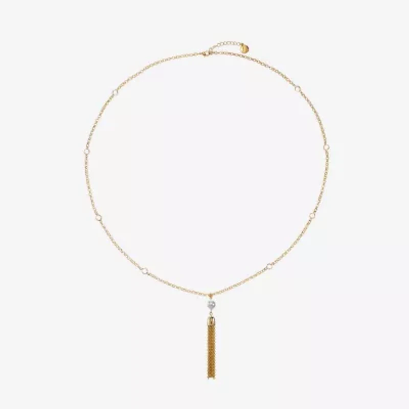 Liz Claiborne Womens White Simulated Pearl 32 Inch Pendant Necklace