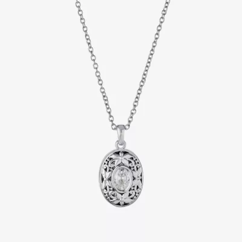 Sparkle Allure Womens Cubic Zirconia Pure Silver Over Brass 18 Inch Locket Necklace