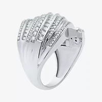 Womens 1 CT. T.W. Natural Diamond Sterling Silver Bypass  Cocktail Ring