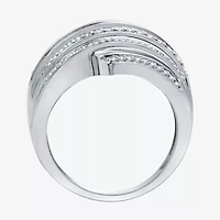 Womens 1 CT. T.W. Natural Diamond Sterling Silver Bypass  Cocktail Ring