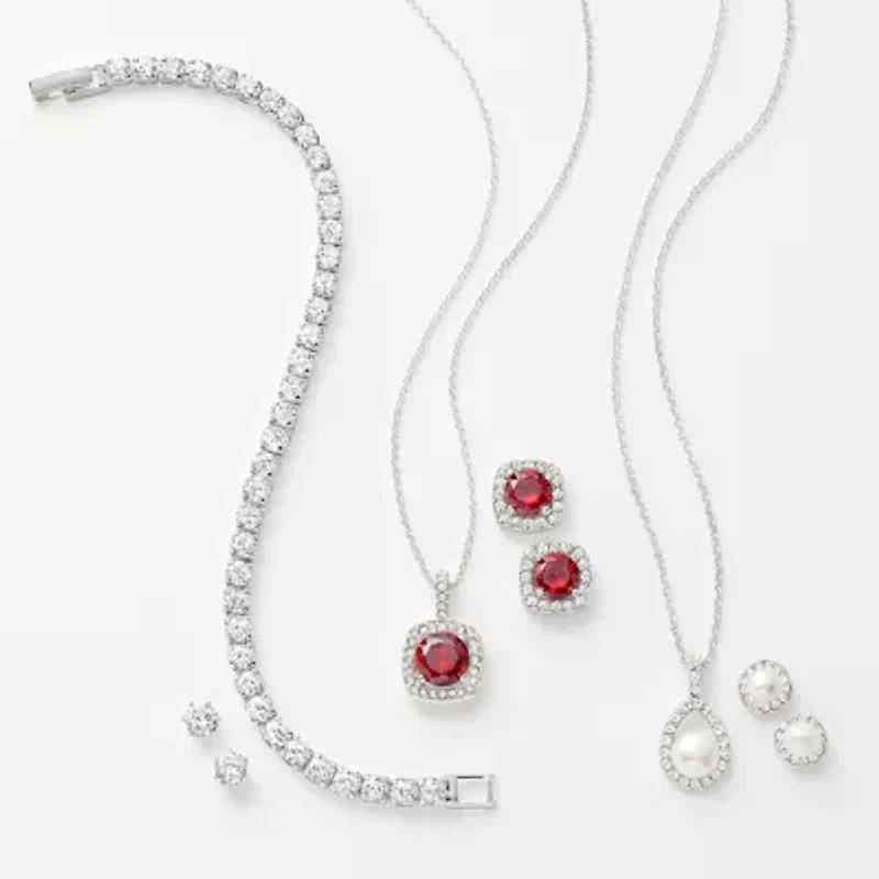 Sparkle Allure Light Up Box Womens Cubic Zirconia Pure Silver Over Brass Pear 4-pc. Jewelry Set