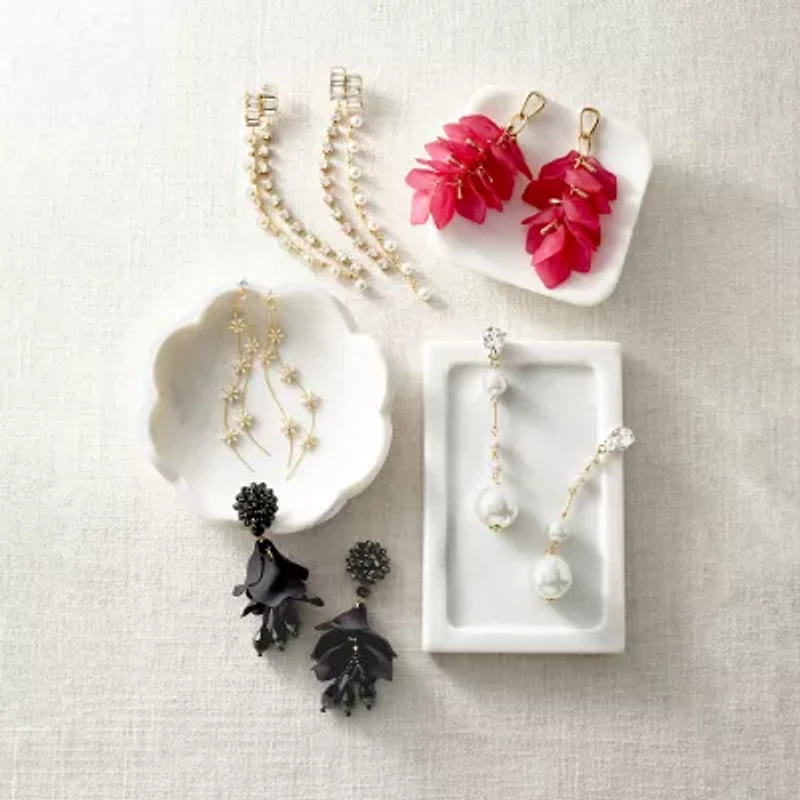 Bijoux Bar Womens Flower Drop Earrings