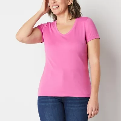 St. John's Bay Womens V Neck Short Sleeve T-Shirt