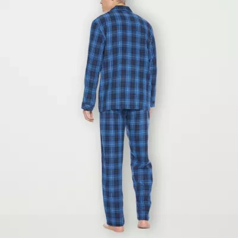 Residence Mens Flannel Long Sleeve 2-pc. Pajama Sets