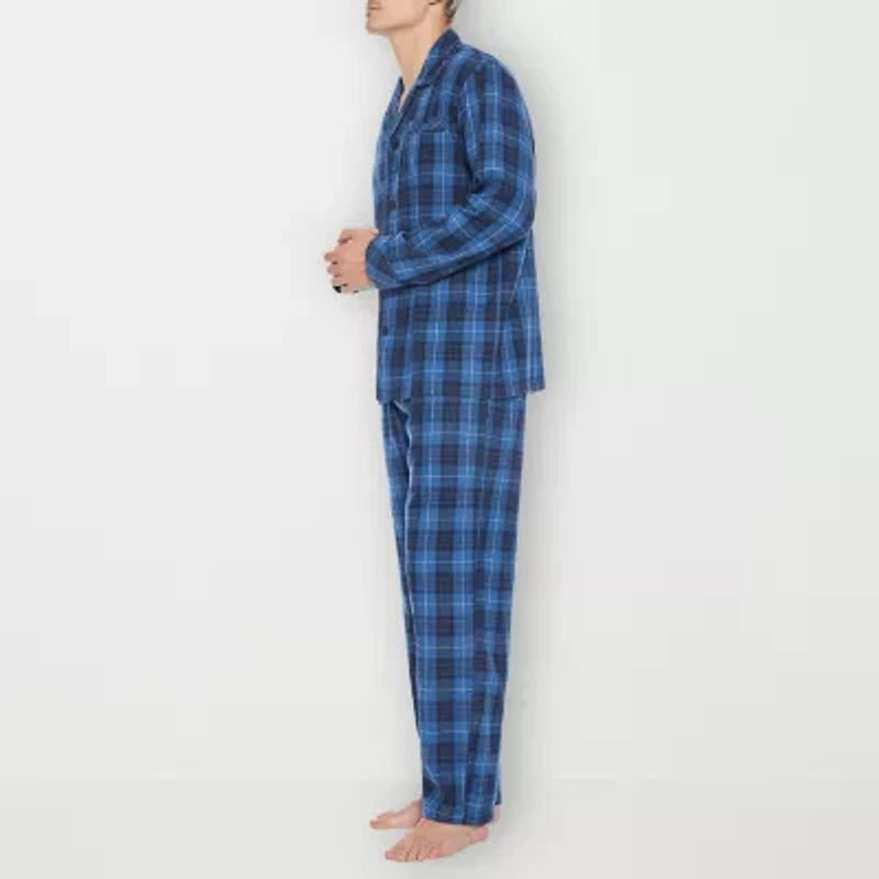 Residence Mens Flannel Long Sleeve 2-pc. Pajama Sets