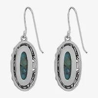 Womens Enhanced Blue Turquoise Sterling Silver Drop Earrings