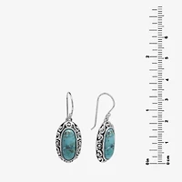 Womens Enhanced Blue Turquoise Sterling Silver Drop Earrings