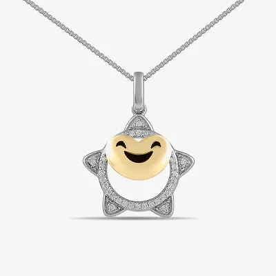 Enchanted Disney Fine Jewelry Womens 1/10 CT. T.W. Natural White Diamond 14K Gold Over Silver Sterling Silver Star 18 Inch Pendant Necklace