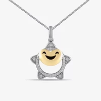 Enchanted Disney Fine Jewelry Womens 1/10 CT. T.W. Natural White Diamond 14K Gold Over Silver Sterling Silver Star 18 Inch Pendant Necklace