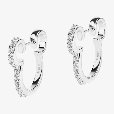 Womens 1/7 CT. T.W. Genuine White Topaz Sterling Silver 16.6mm Mickey Mouse Hoop Earrings