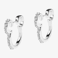 Womens 1/7 CT. T.W. Genuine White Topaz Sterling Silver 16.6mm Mickey Mouse Hoop Earrings