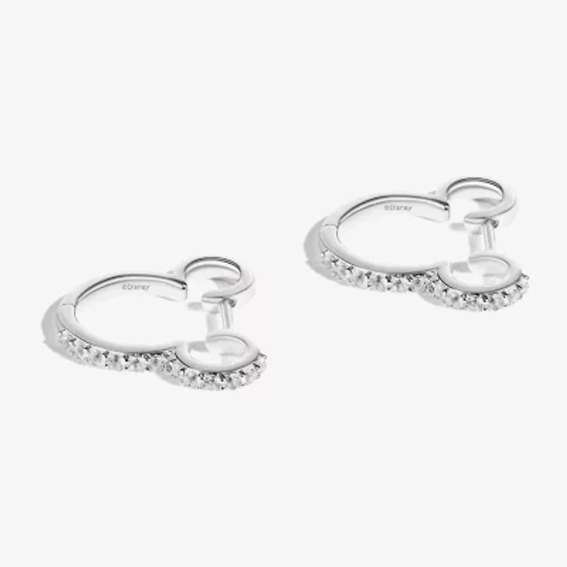 Womens 1/7 CT. T.W. Genuine White Topaz Sterling Silver 16.6mm Mickey Mouse Hoop Earrings