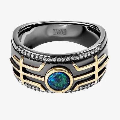 Mens 1/6 CT. T.W. Lab Created Green Opal 14K Gold Over Silver Sterling Silver Loki Marvel Band