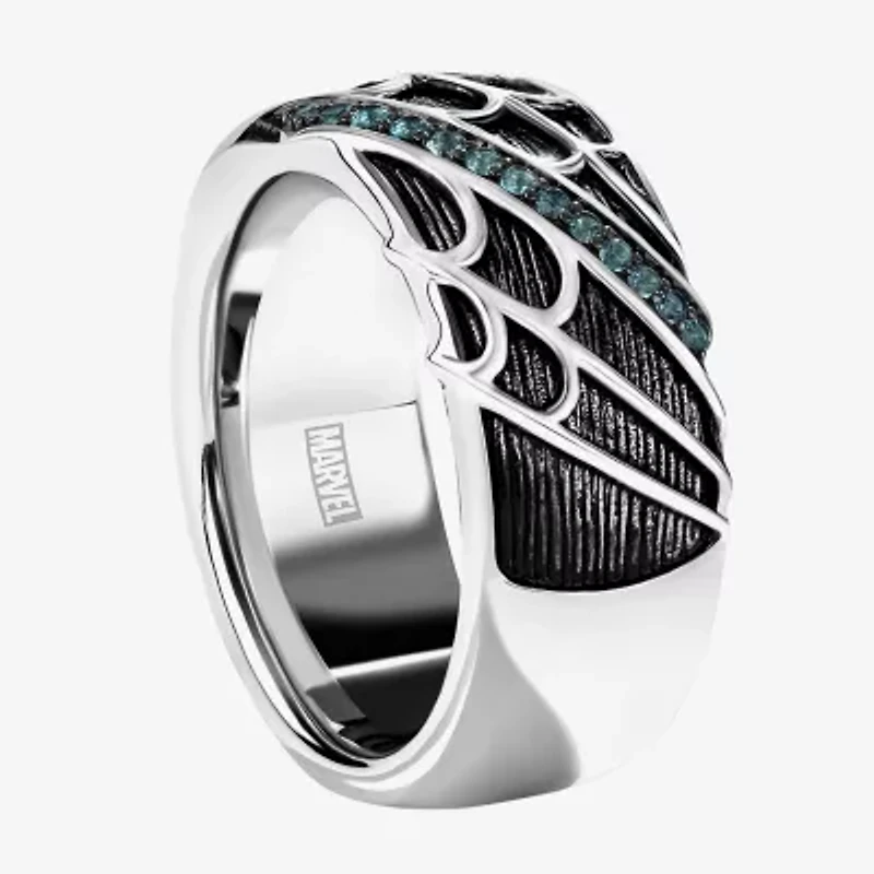 Marvel Fine Jewelry Mens Genuine Blue Topaz Sterling Silver Marvel Spiderman Band