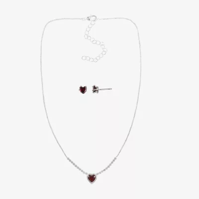 Sparkle Allure Womens Red Cubic Zirconia Pure Silver Over Brass Heart 2-pc. Jewelry Set