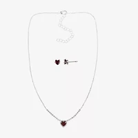 Sparkle Allure Womens Red Cubic Zirconia Pure Silver Over Brass Heart 2-pc. Jewelry Set
