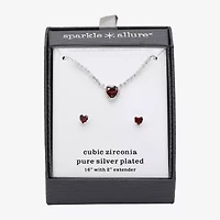 Sparkle Allure Womens Red Cubic Zirconia Pure Silver Over Brass Heart 2-pc. Jewelry Set
