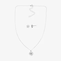 Sparkle Allure Womens Cubic Zirconia Pure Silver Over Brass Flower 2-pc. Jewelry Set