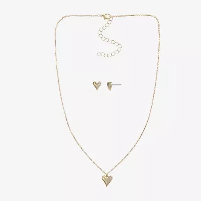 Sparkle Allure Womens Cubic Zirconia 14K Gold Over Brass Heart -pc. Jewelry Set