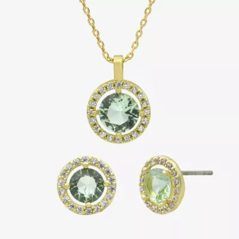 Sparkle Allure Womens Cubic Zirconia 14K Gold Over Brass Round 2-pc. Jewelry Set