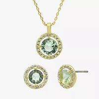Sparkle Allure Womens Cubic Zirconia 14K Gold Over Brass Round 2-pc. Jewelry Set